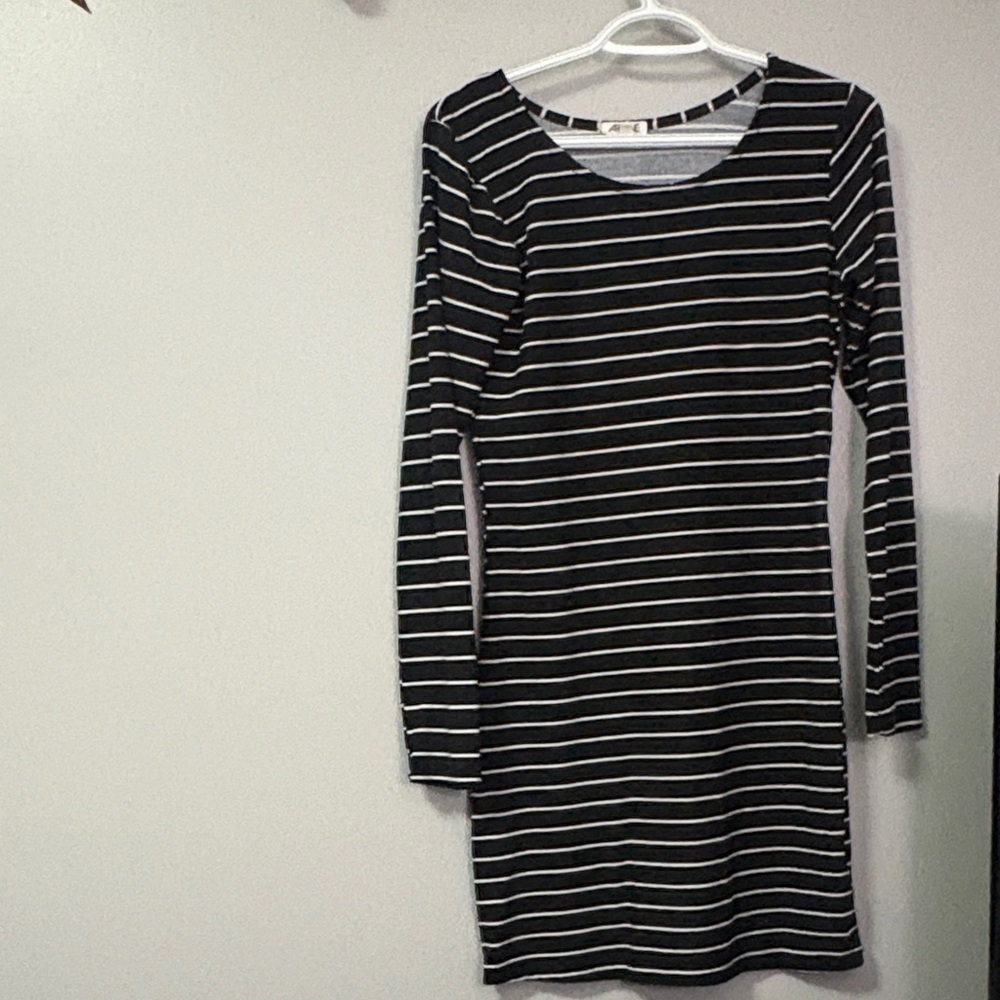 Soft Striped Long Sleeve Bodycon Dress